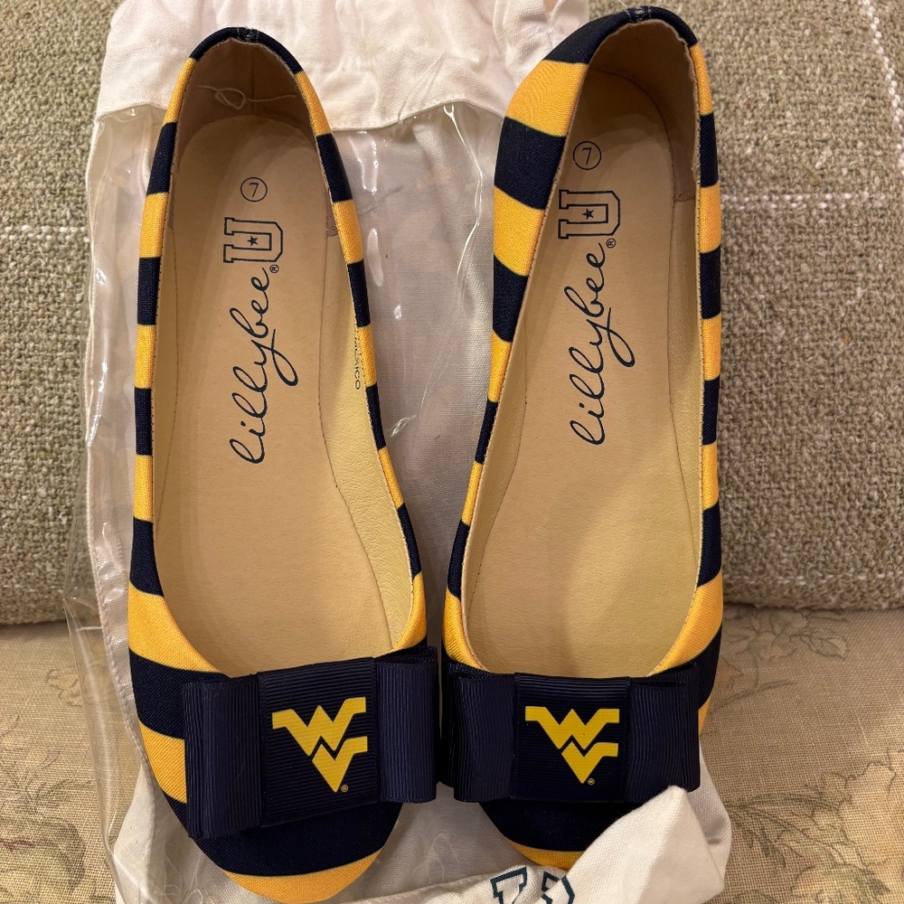 New Blue and Gold Flats with removable WVU bow - Picture 2 of 6